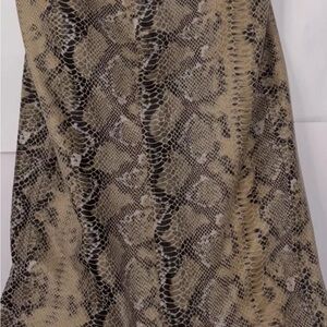 ZARA NEW Faux Leather Snake Print Slit‎ Long Skirt XS